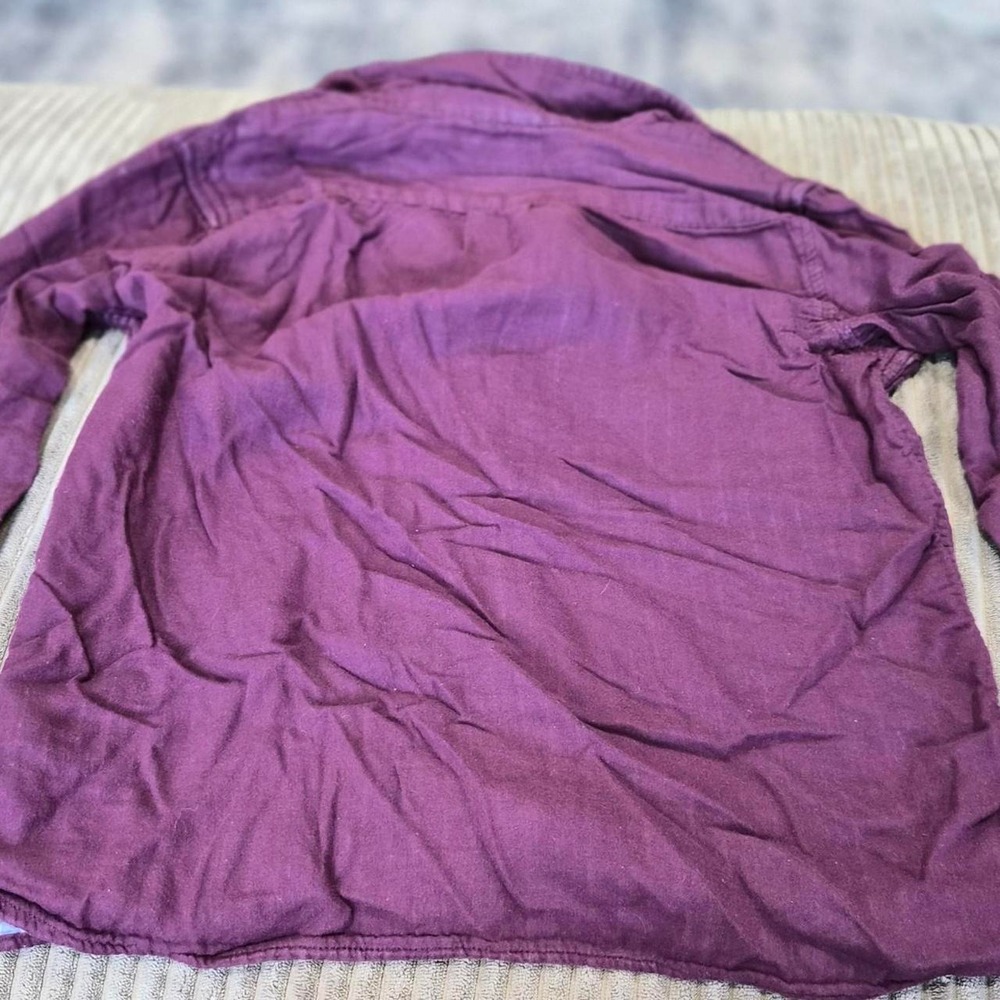 GAP Kids Boys Burgundy Purple Roll Up Convertible Long Sleeve Button Shirt M - Picture 2 of 3